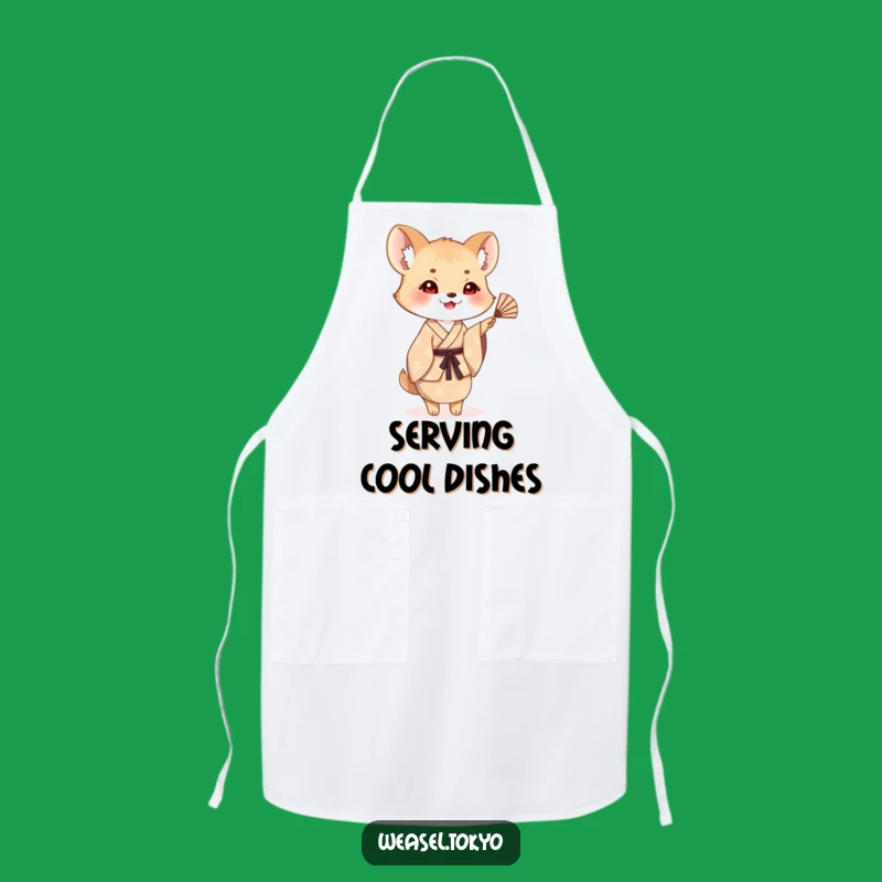 Funny Weasel Fan Waving Apron: Cook with Cheerful Flair!
