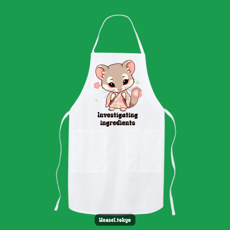Funny Kawaii Weasel Kimono Apron - Kitchen Curiosity - Cooking Gift