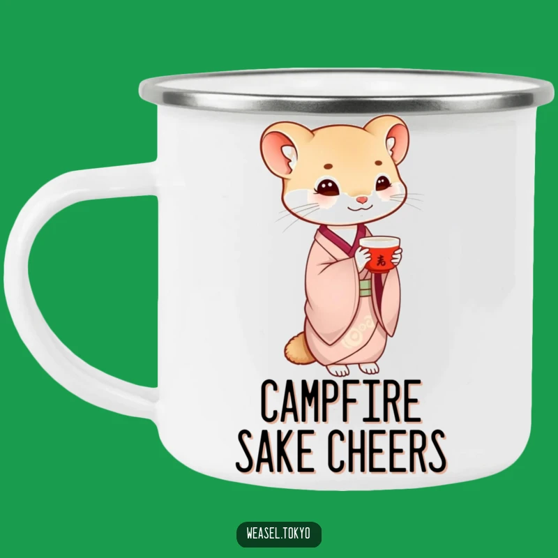 Adventure Funny Weasel Saké Balance Camping Mug: Serene Sips Outdoors!
