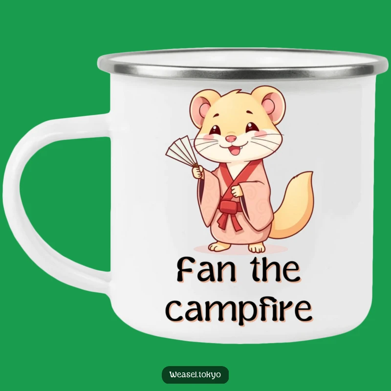 Funny Kawaii Weasel Camping Mug - Elegant Style for Outdoor Adventures