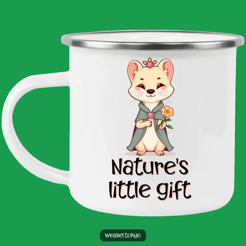 Funny Weasel Flower Camping Mug: Enjoy Nature with Gentlemanly Charm