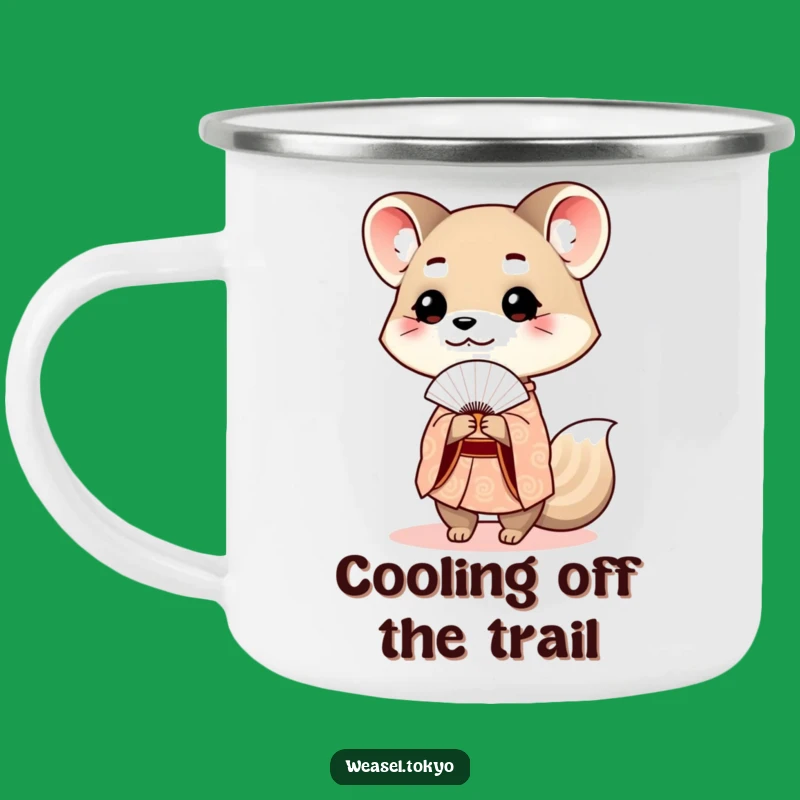 Refined Funny Weasel Kimono Camping Mug for Elegant Adventures