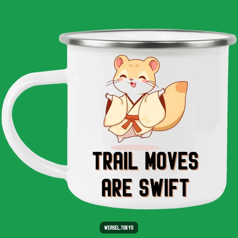 Funny Weasel Kimono Camping Mug: Adventure with a Dancing Animal
