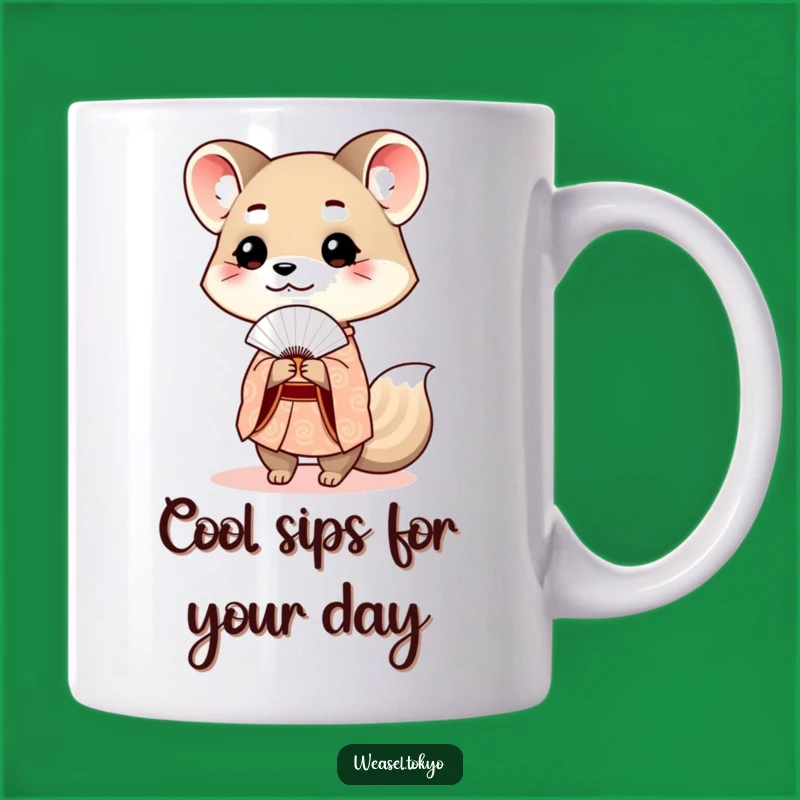 Funny Weasel Kimono Mug: Elegant Charm and Polite Humor Gift