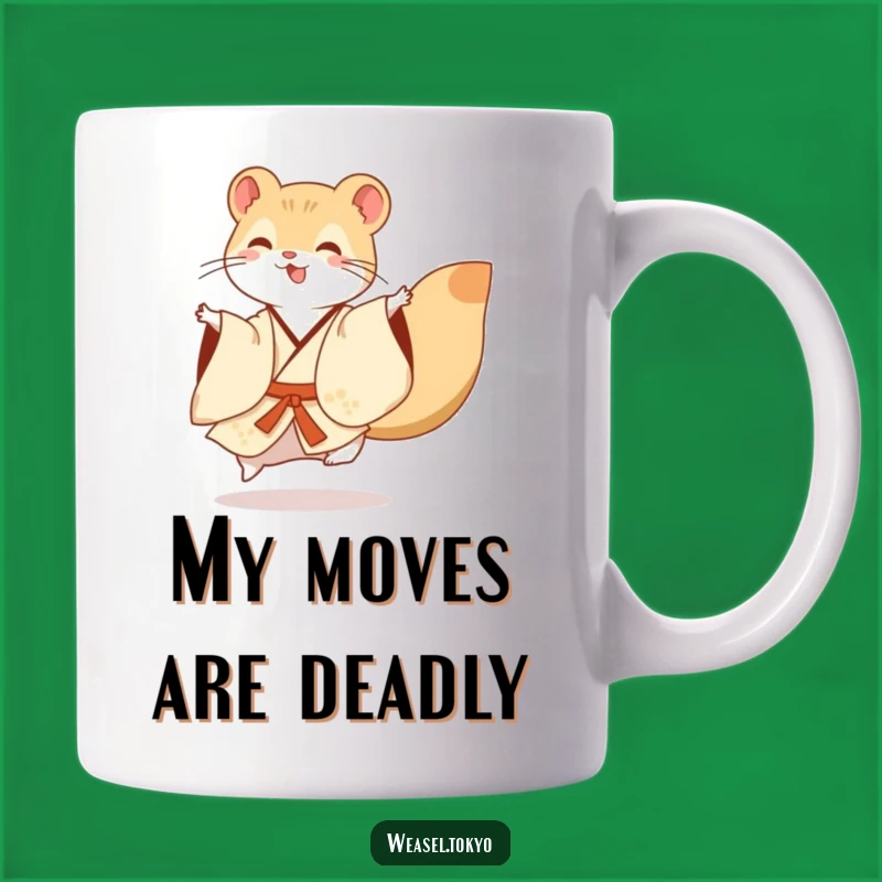 Funny Weasel Kimono Mug: A Happy Dancer Gift for Art Lovers