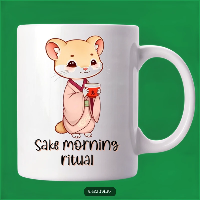 Funny Weasel Saké Balance Mug: Sip with Grace and Giggles!