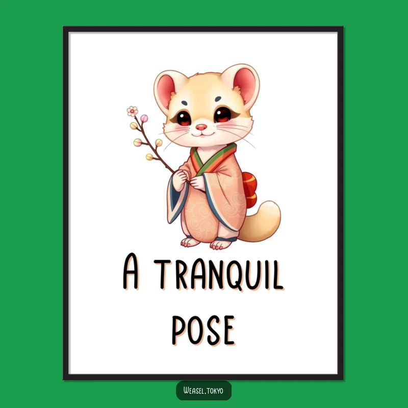 Artistic Funny Weasel Kimono Digital Art: Elegant Wall Decor