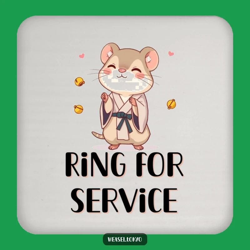 Funny Weasel Juggling Bells Coasters: Protect Surfaces with Humor