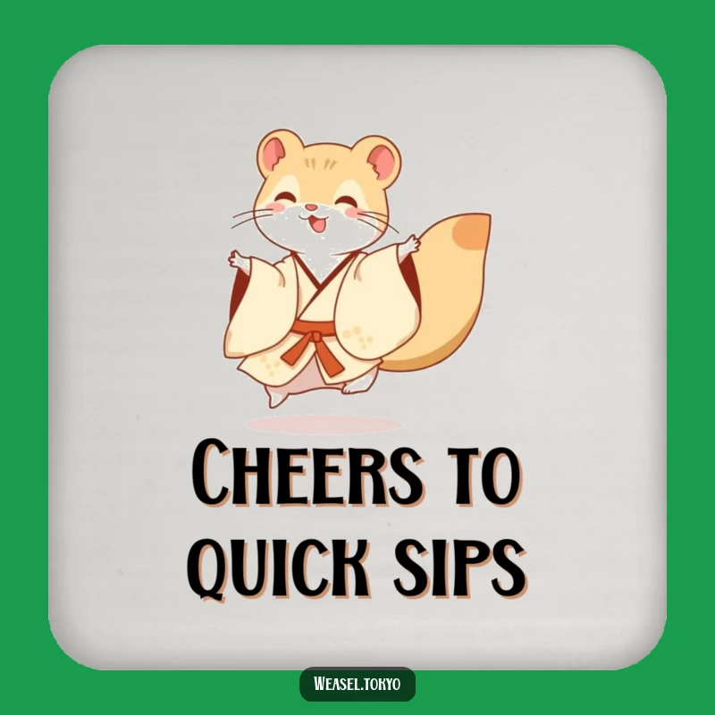 Funny Weasel Kimono Coaster: Protect Surfaces with Dancing Charm