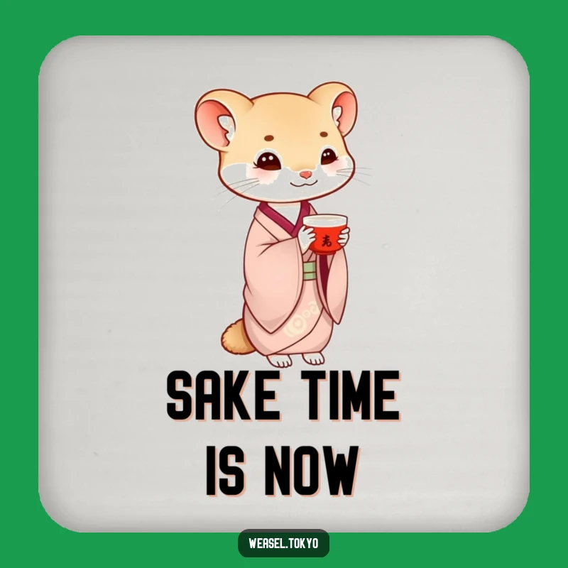 Funny Weasel Saké Balance Coaster: Protect with Poise!