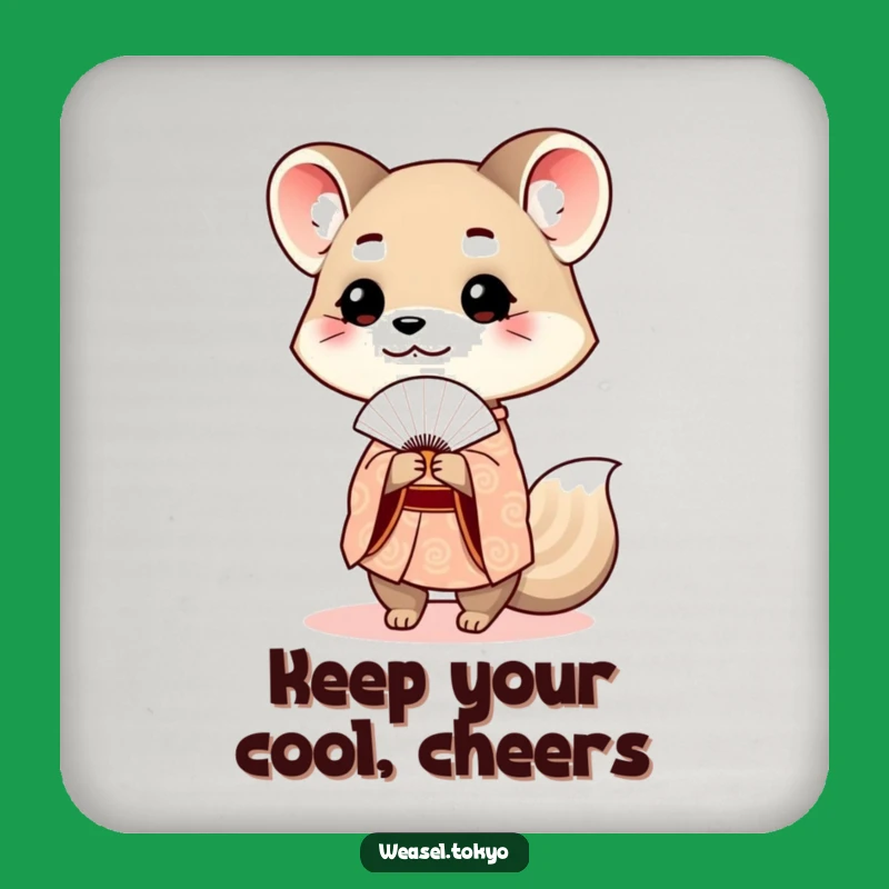 Funny Weasel Kimono Drink Coasters: Protect Surfaces with Class