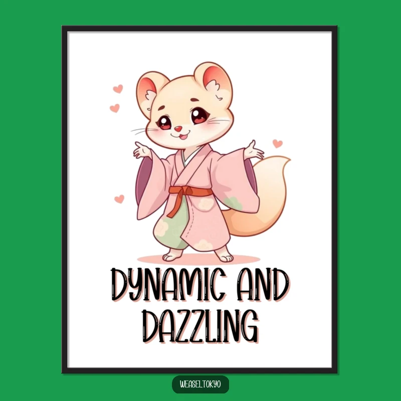 Dynamic Funny Weasel Kimono Poster: Action-Packed Wall Art