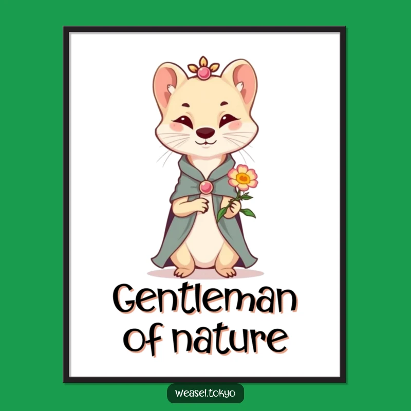 Funny Weasel Flower Poster: Elegant Art with a Hint of Humor