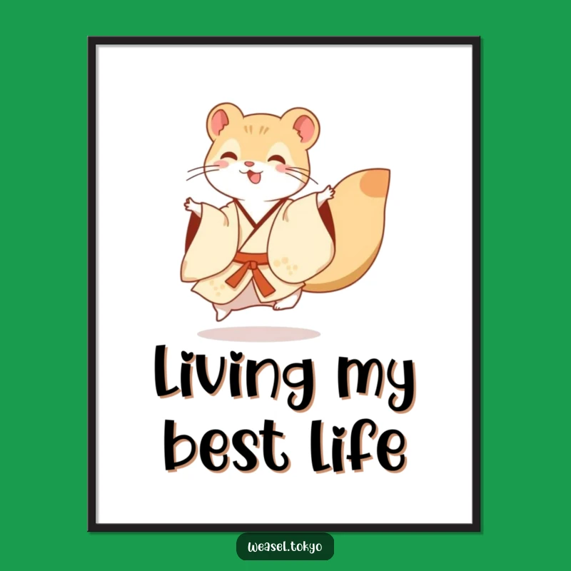 Funny Weasel Kimono Poster: Bring Joyful Art to Your Walls