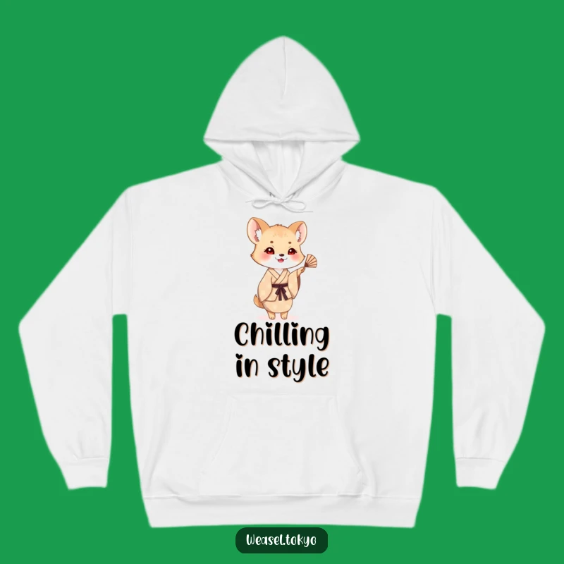 Cozy Funny Weasel Fan Waving Hoodie: Warmth and Friendly Vibes!