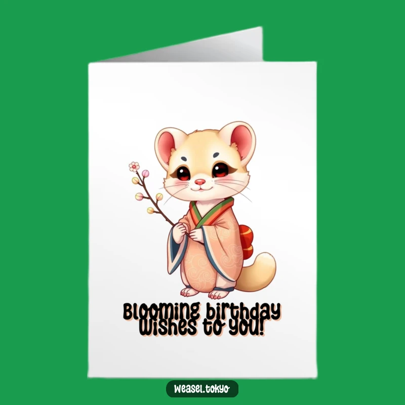 Free Printable Birthday Card: Elegant Weasel Branch - Classy Downloadable Gift!