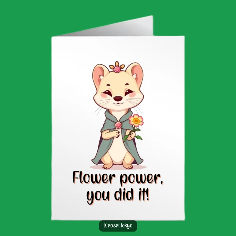 Free Printable Congrats Card: Dapper Weasel Flower Digital Gift