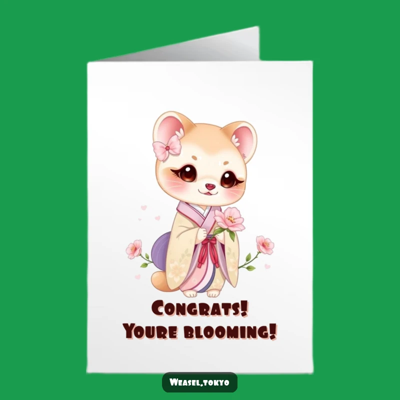 Free Printable Congrats Card: Weasel Offers Bloom for Your Success