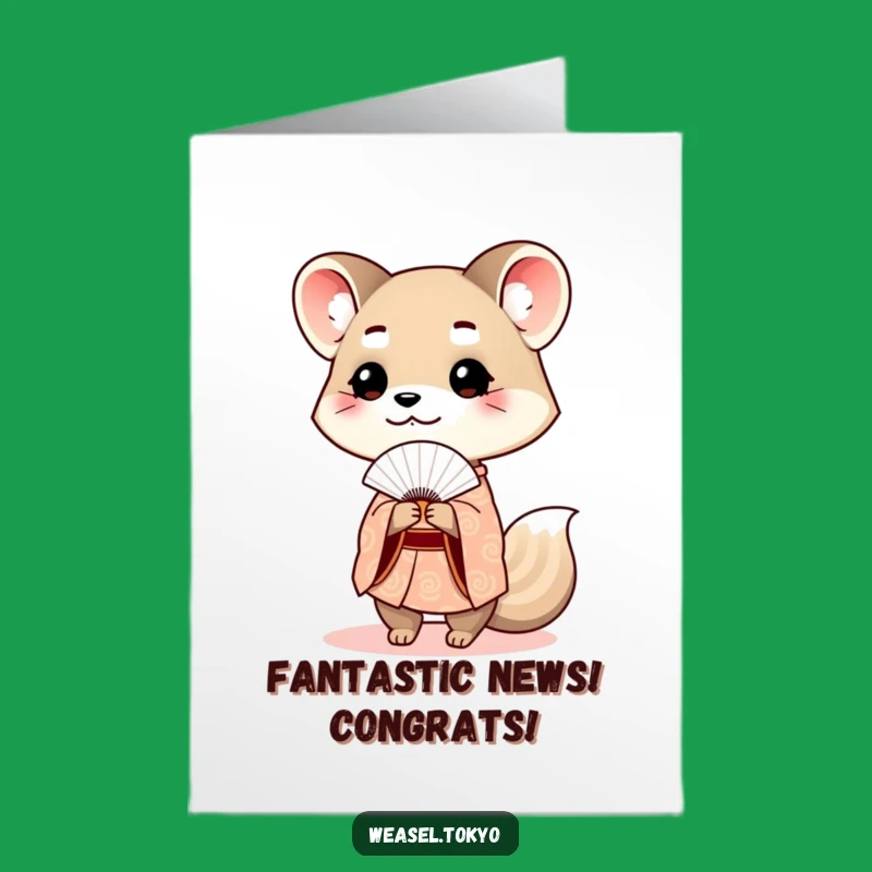 Free Printable Congrats Card: Weasel Offers Fan for Your Achievement