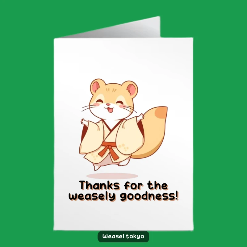 Free Printable Thank You Card: Funny Weasel Kimono Flourish Gift