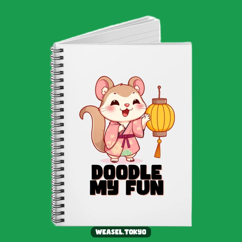 Funny Kawaii Weasel Kimono Notebook - Playful Pondering - Write Your Fun