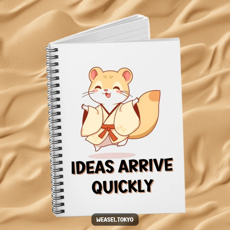 Funny Notebook: A cheerful weasel in a flowing kimono performs a celebratory dance flourish, ideal for capturing thoughts and ideas.