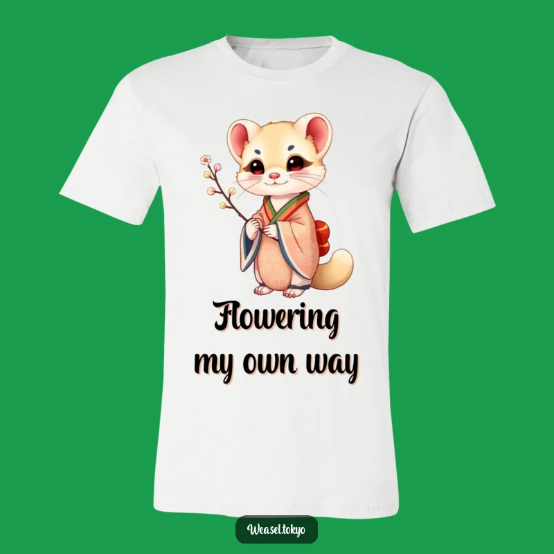 Artistic Funny Weasel Kimono T-Shirt: Delicate Branch Design