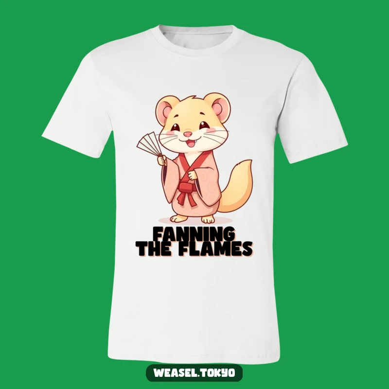 Funny Kawaii Weasel T-Shirt - Stylish Kimono & Fan Art Apparel