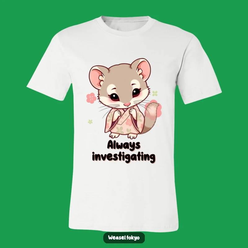 Funny Kawaii Weasel Kimono Tee - Curious Observer - Gift for Thinkers