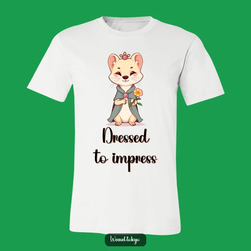 Funny Weasel Flower T-Shirt: Wear Dapper Charm and Gentle Humor
