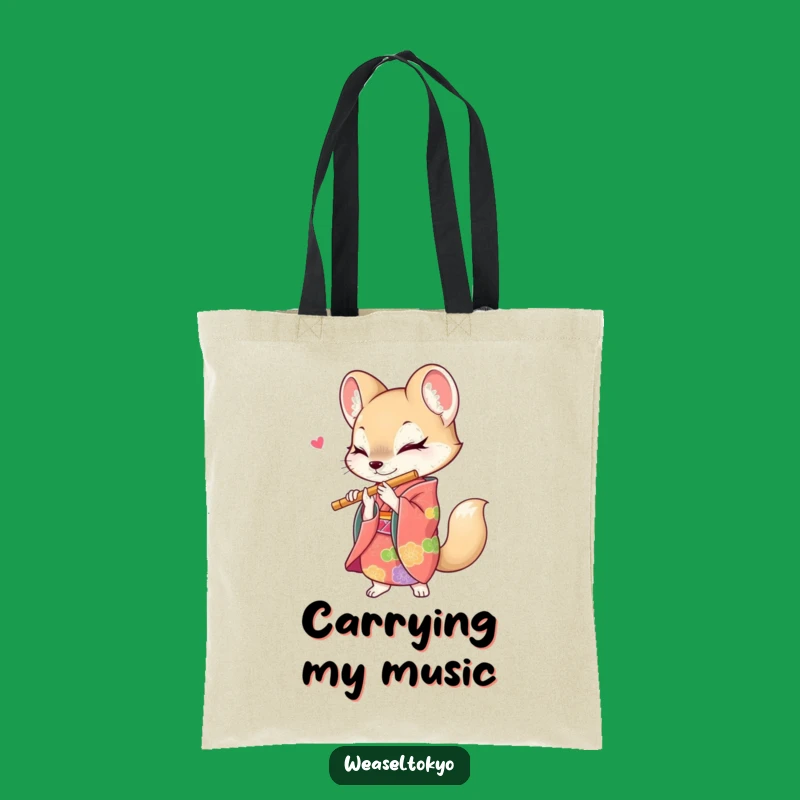 Funny Weasel Flute Player Tote Bag: Carry Your Tunes in Style!