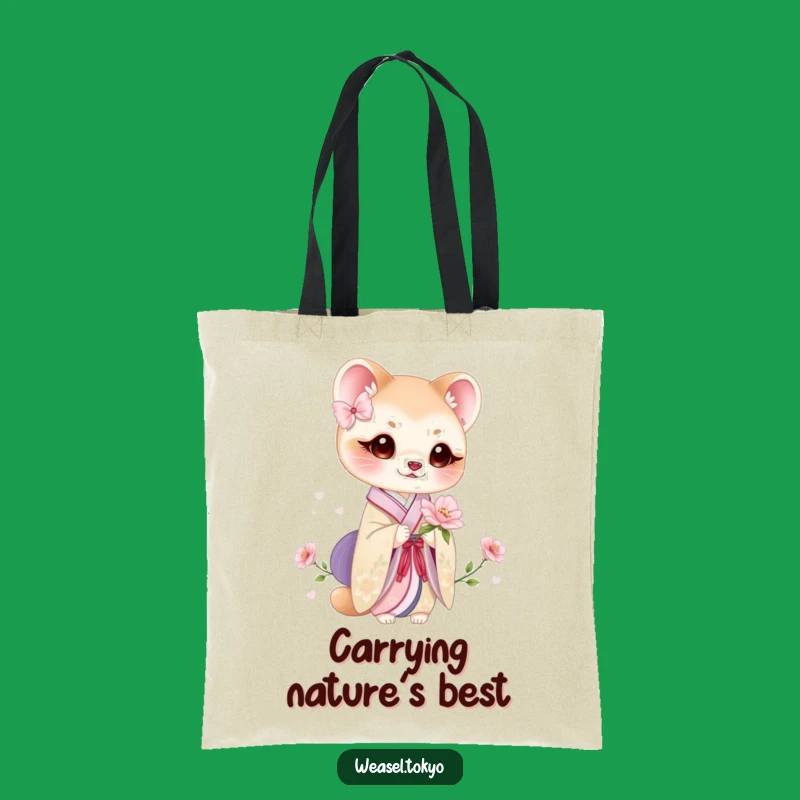 Funny Weasel Kimono Bloom Tote Bag: Carry Art and Nature Daily