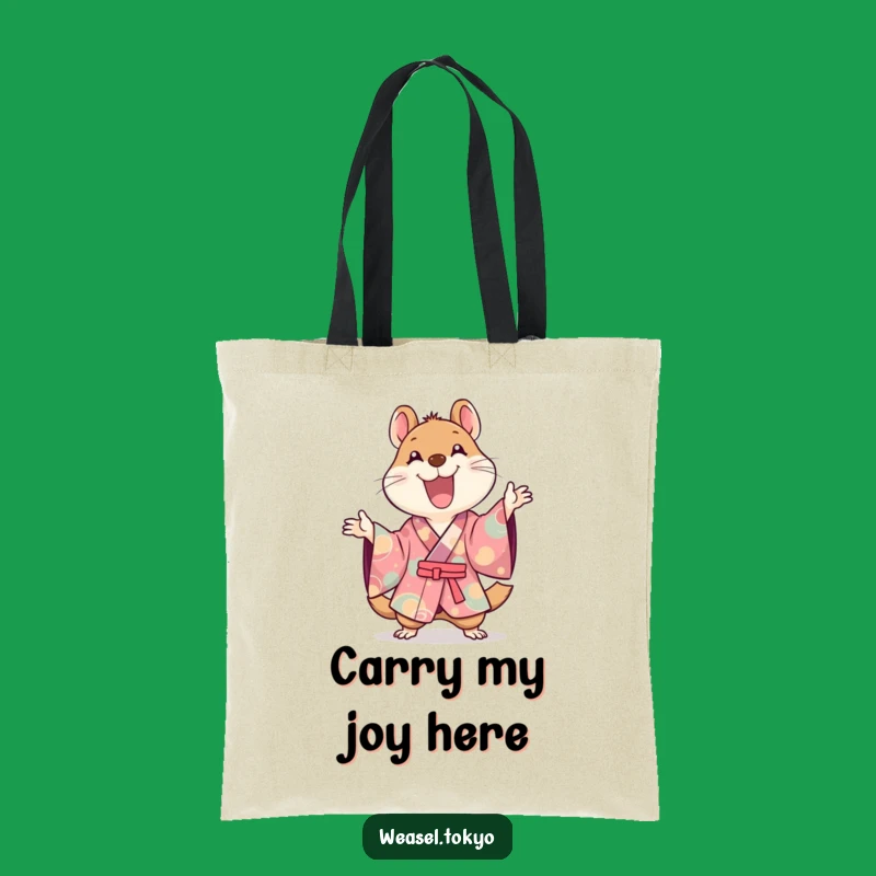 Funny Kawaii Weasel Kimono Tote: Joyful Gestures - Carry Your Laughs